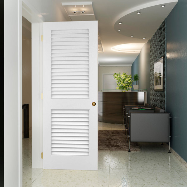 KIBY Louvered Solid Wood Primed Standard Door & Reviews Wayfair